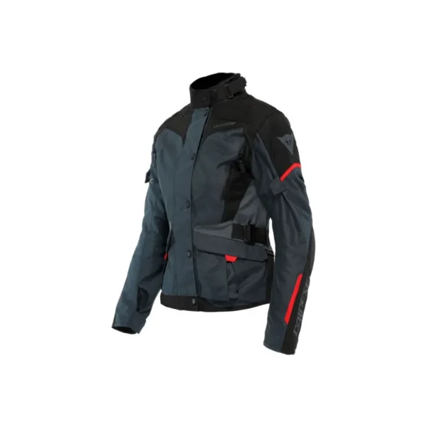 Giacca moto per donna, Dainese Tempest 3 D-Dry Jacket, tessuto nero con finiture rosse e grigie